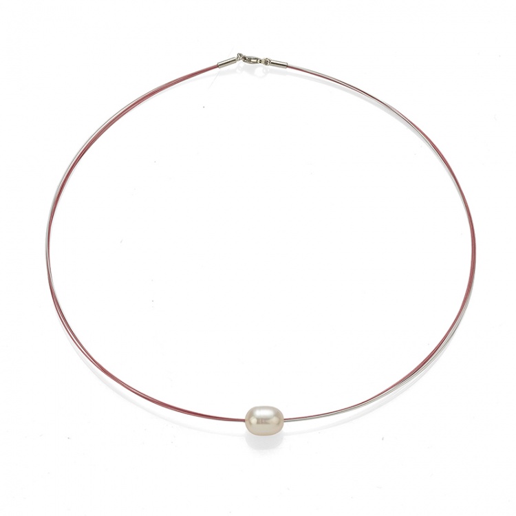 Колие с барокова перла на розова корда