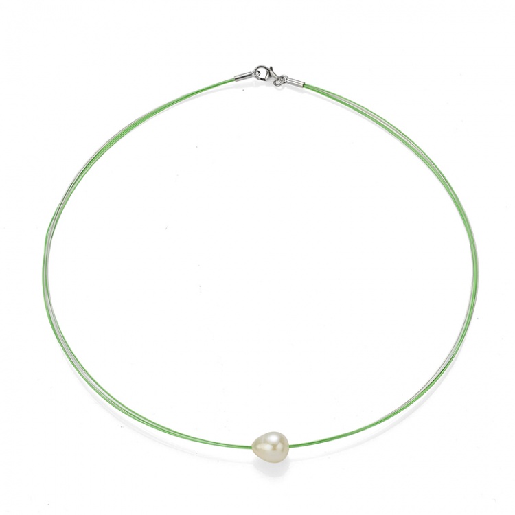 Колие с барокова перла на зелена корда