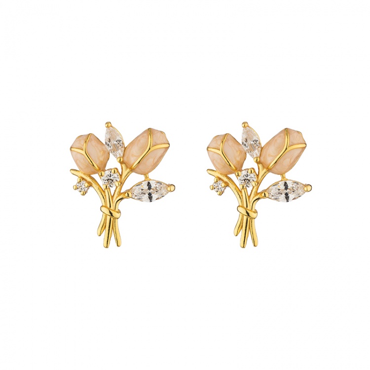 Сребърни обeци с букет от рози