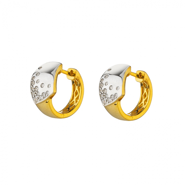 Сребърни обеци халки с позлата и цирконий