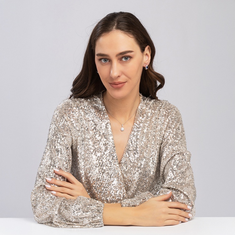 Сребърни обеци халки със сини цирконий