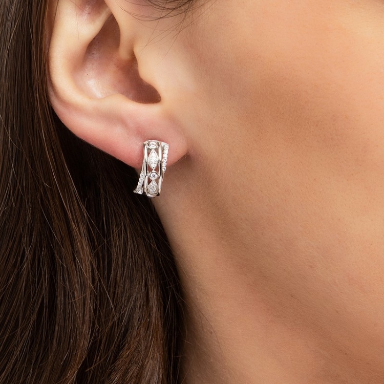 Сребърни обеци с цирконий