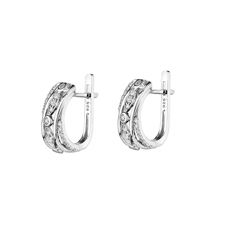 Сребърни обеци с цирконий