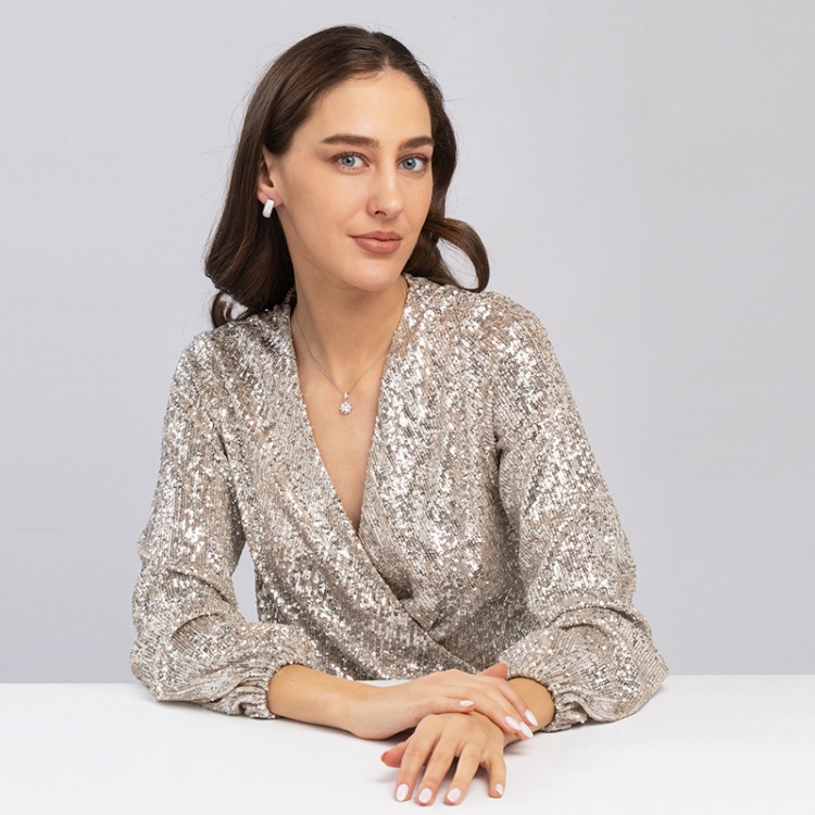 Сребърни обеци с цирконий