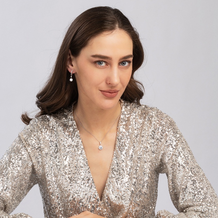 Сребърни висящи обеци с цирконий