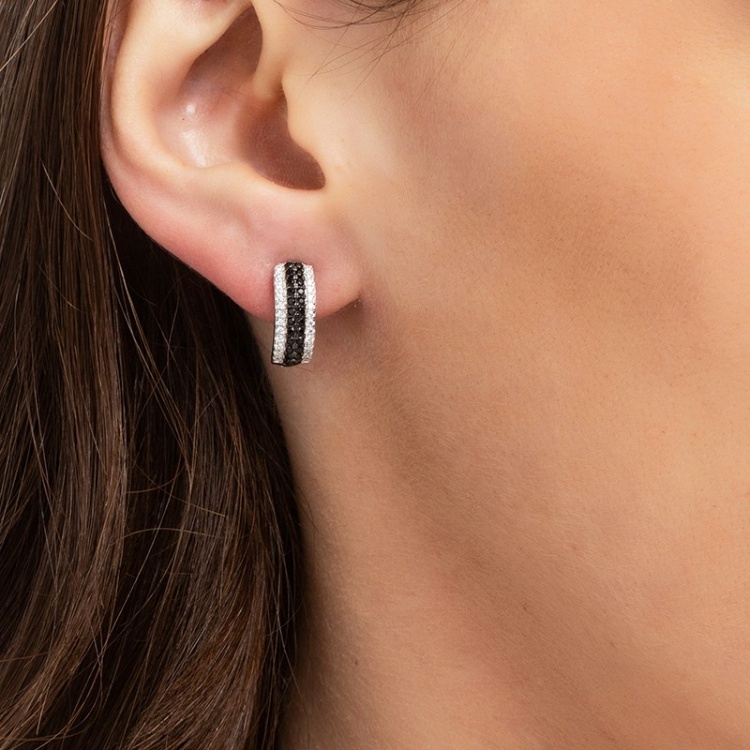 Сребърни обеци с черни цирконий