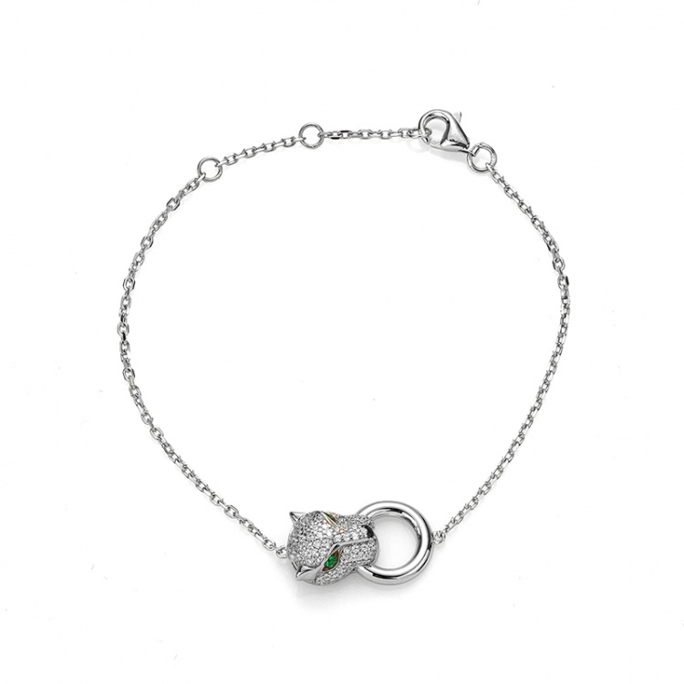 Сребърна гривна Леопард