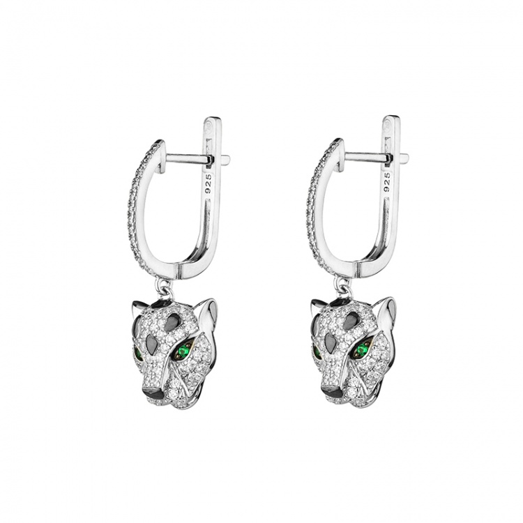 Сребърни обеци с Леопард