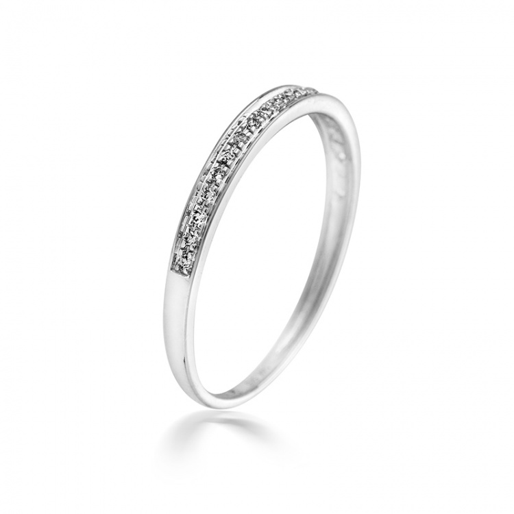 Златен пръстен от 14К бяло злато и диаманти