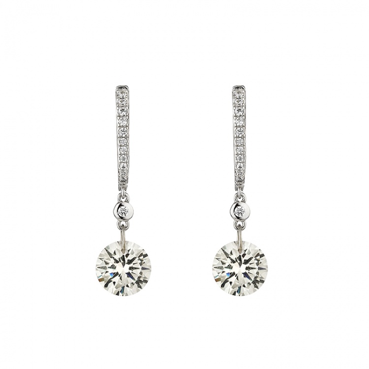 Сребърни висящи обеци с цирконий