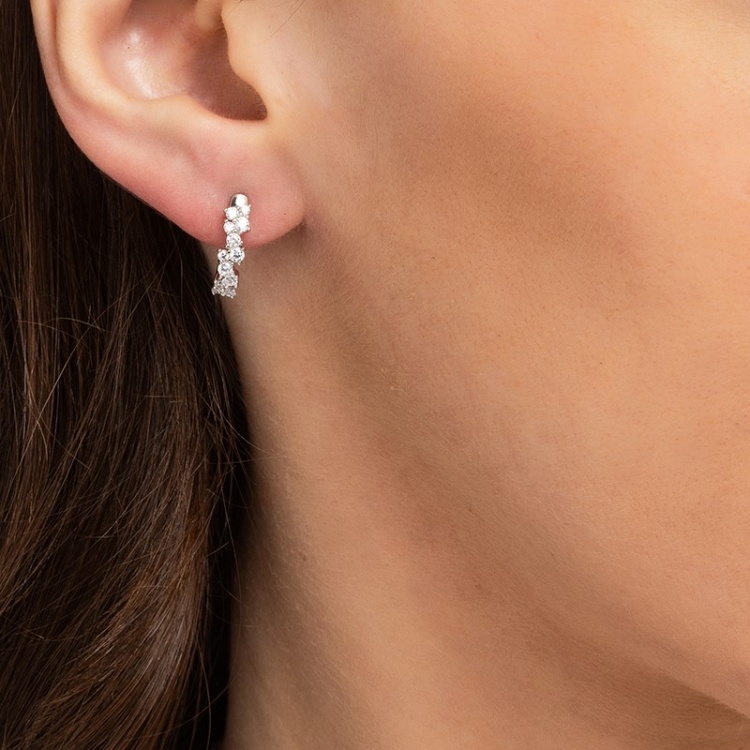 Сребърни обеци с цирконий