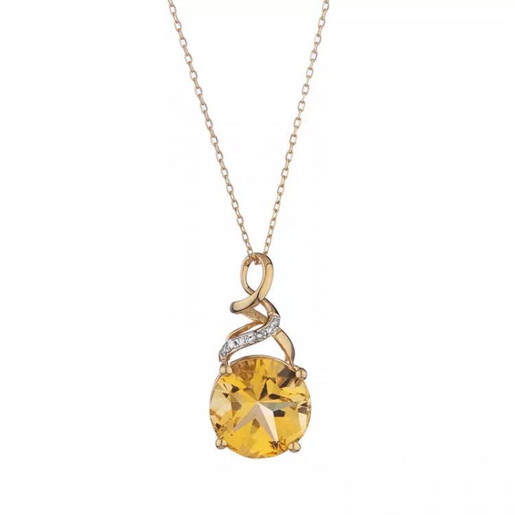 Златен комплект с цитрин и диаманти