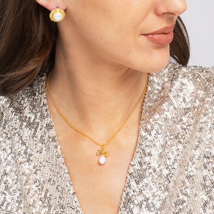 Сребърно колие зодия Везни с позлата