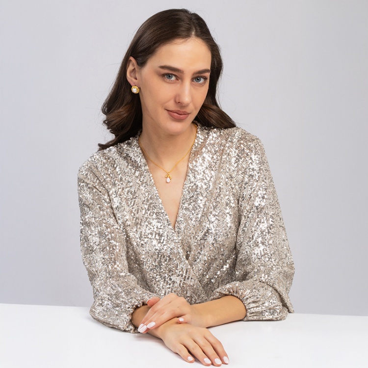 Сребърно колие зодия Везни с позлата