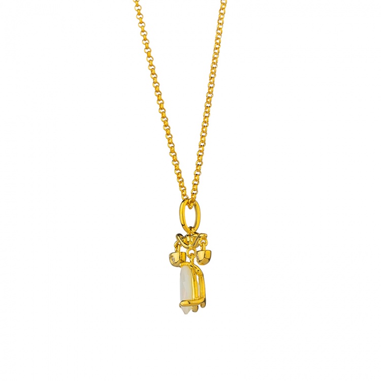 Сребърно колие зодия Везни с позлата