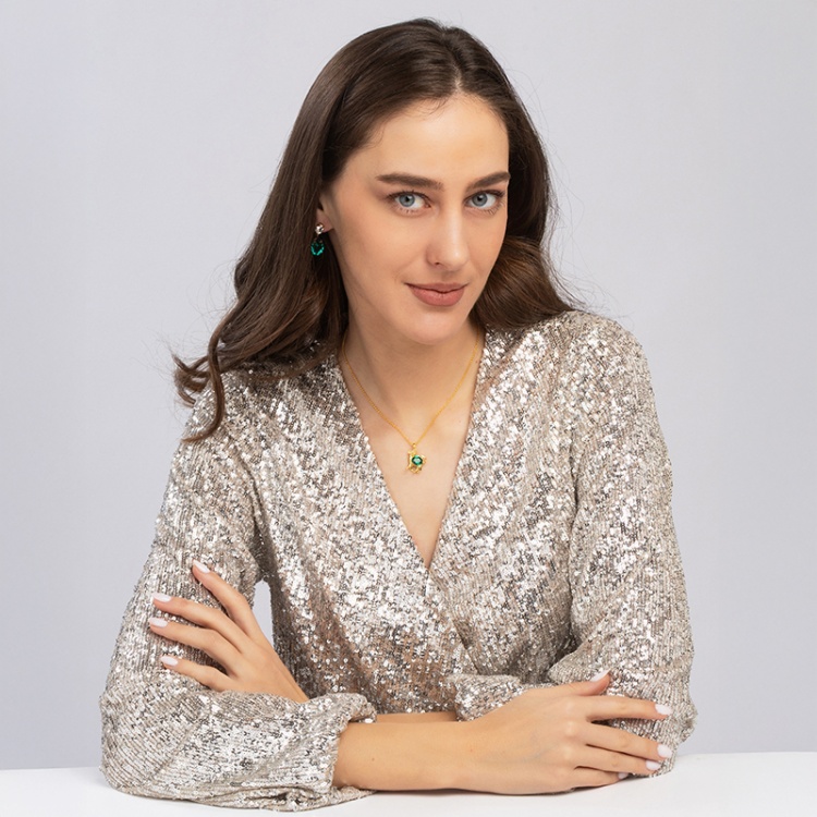 Сребърно колие зодия Телец с позлата