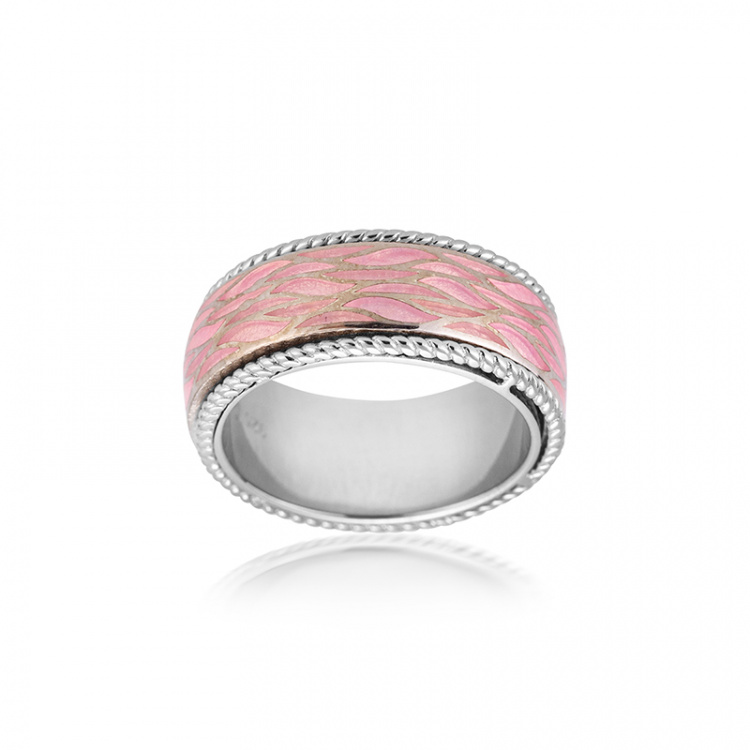 Сребърен розов пръстен с цирконий