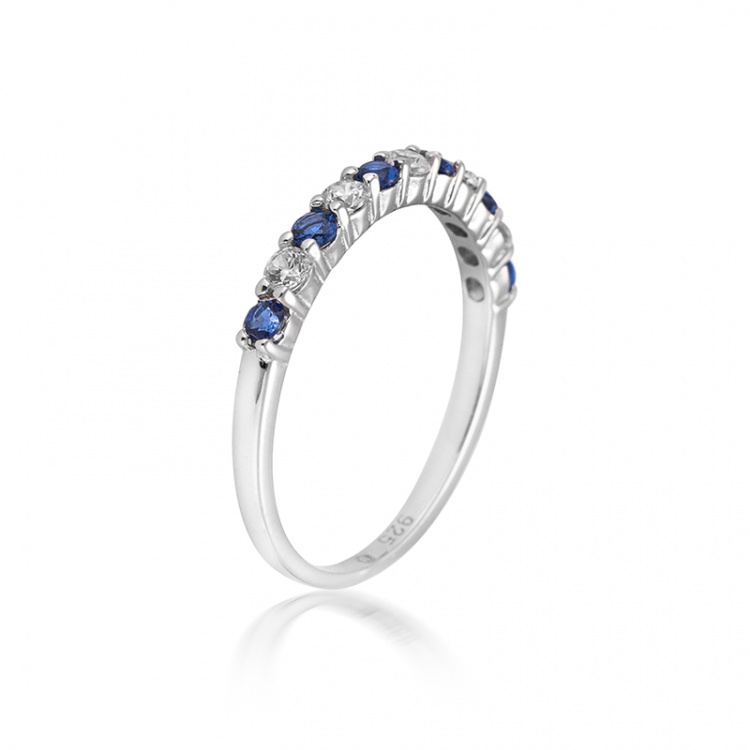 Сребърен пръстен със сини цирконий