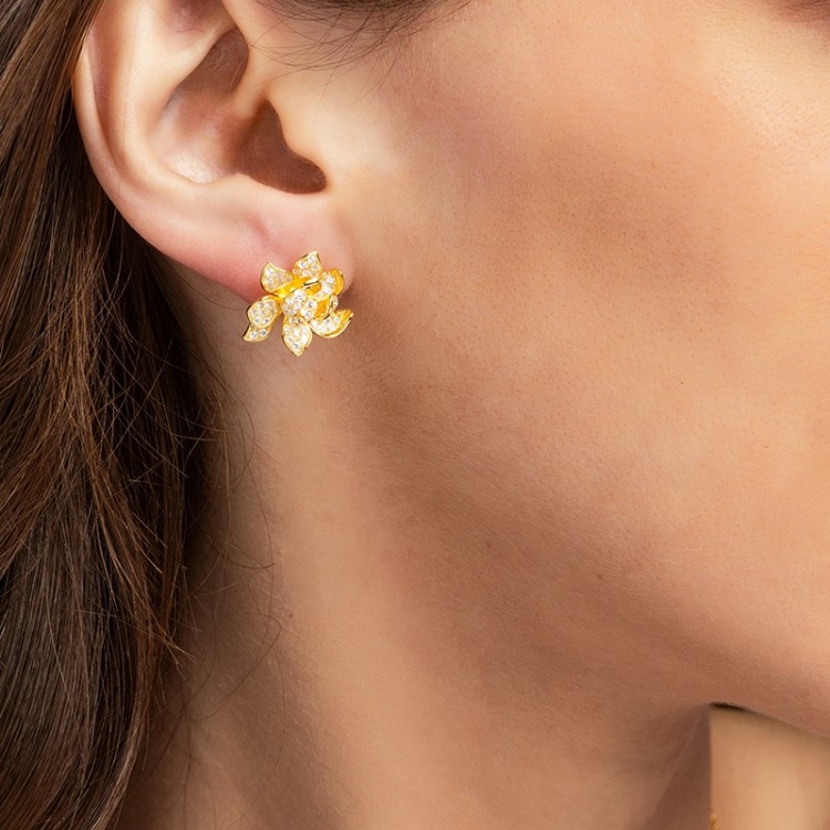 Сребърен комплект с цветя