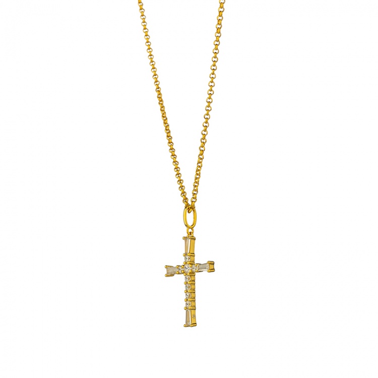 Сребърно позлатено колие с кръстче