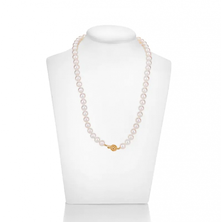 Златен комплект от огърлица и гривна с бели перли