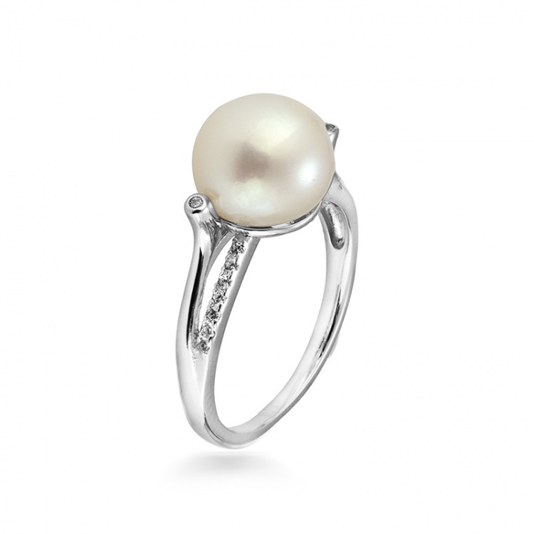 Сребърен пръстен с бяла перла