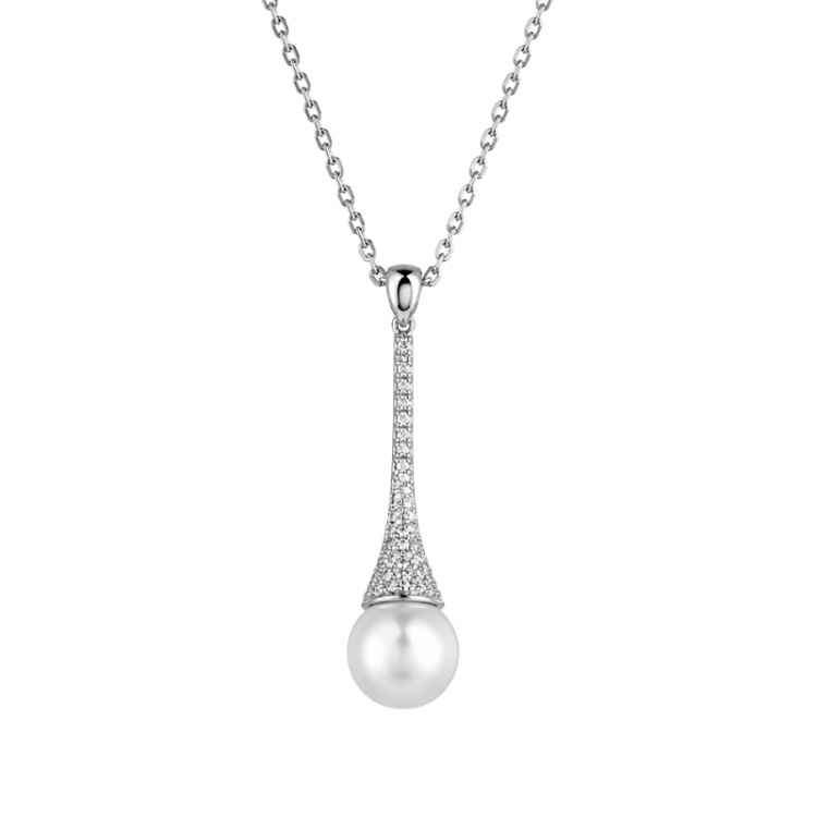 Сребърен комплект с бели перли