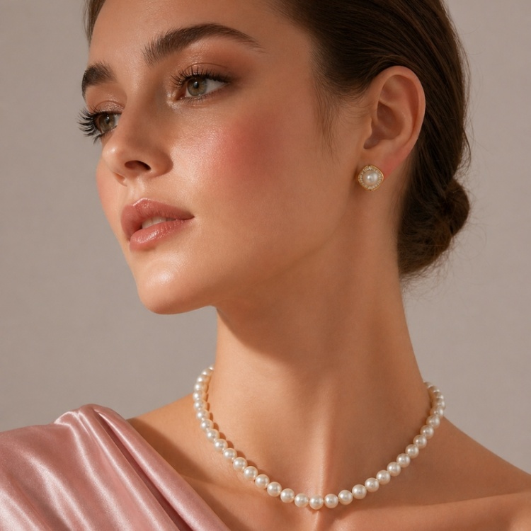 Сребърни обеци с перли Акоя