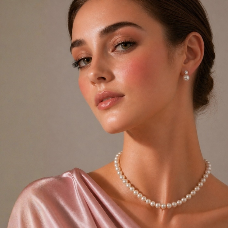 Сребърни обеци с перли Акоя