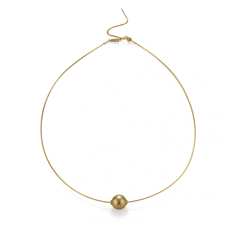 Сребърно колие на корда с перла от Южно море, 10 - 12 мм