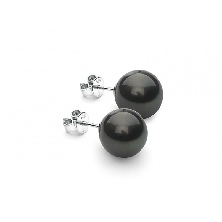 Обици с черни перли Таити 10-11 мм