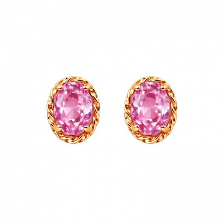 Златни обеци с розови сапфири
