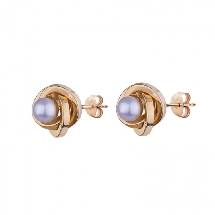 Златни обеци с перли 3-4 мм