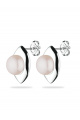 Сребърни обеци ромб с бели перли