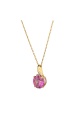 Златно колие с розов цирконий - жълто злато