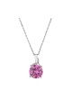 Златно колие с розов цирконий - бяло злато