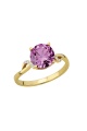 Златен пръстен с розов цирконий - жълто злато