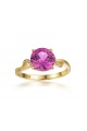 Златен пръстен с розов цирконий - жълто злато