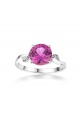 Златен пръстен с розов цирконий - бяло злато