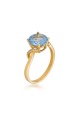 Златен пръстен със син цирконий - жълто злато
