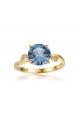 Златен пръстен със син цирконий - жълто злато