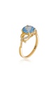 Златен пръстен със син цирконий - жълто злато