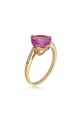 Златен пръстен с розов цирконий - жълто злато