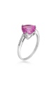 Златен пръстен с розов цирконий - бяло злато