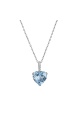Златна колие сърце със син цирконий - бяло злато