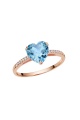 Златен пръстен със син цирконий - розово злато
