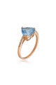 Златен пръстен със син цирконий - розово злато