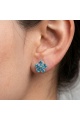 Сребърни обеци със сини цветя
