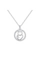 Сребърен комплект от обеци и колие с коте и сърца