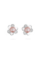 Сребърен комплект цветя с розови перли